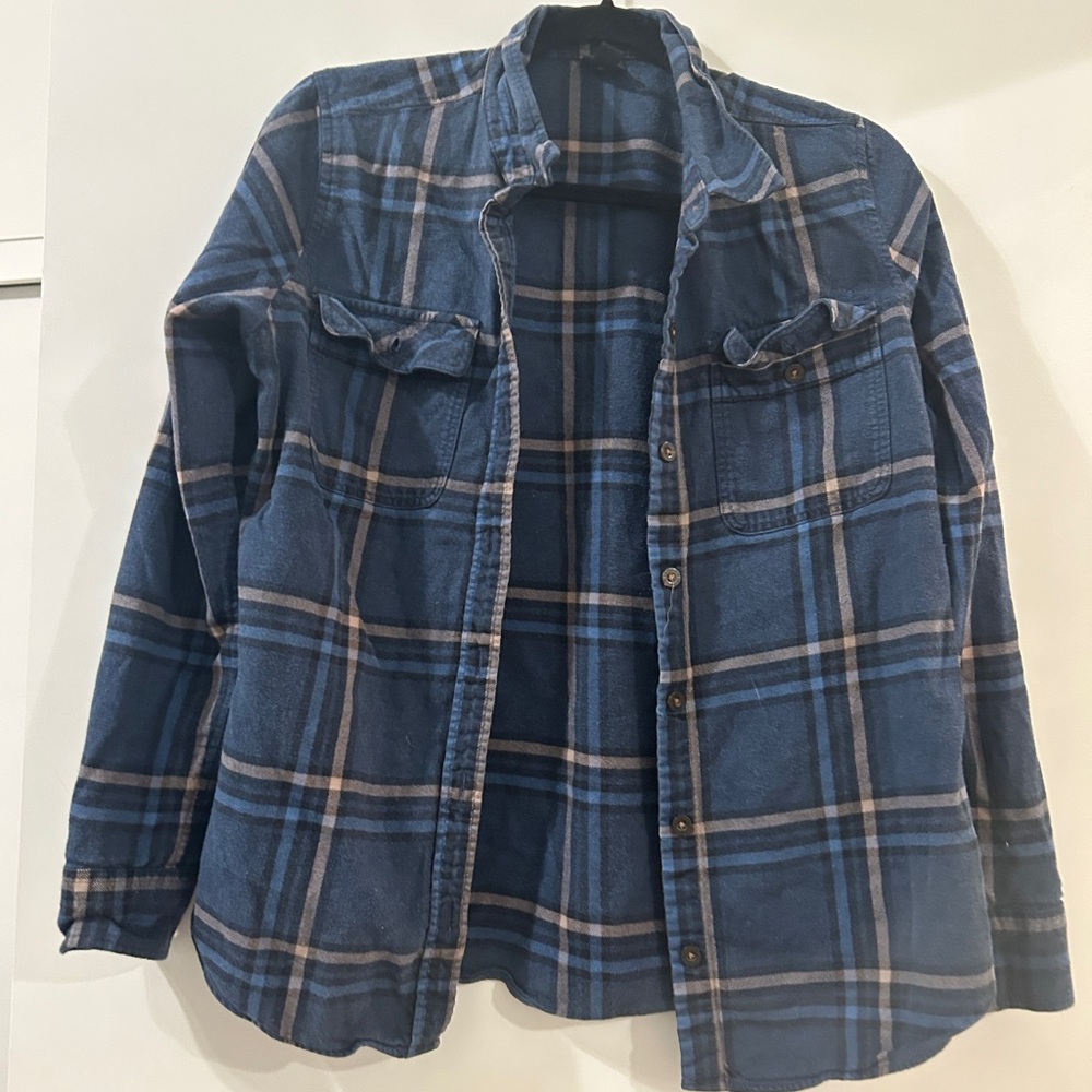 Patagonia Cotton Blue Plaid Button-Up Flannel Shirt